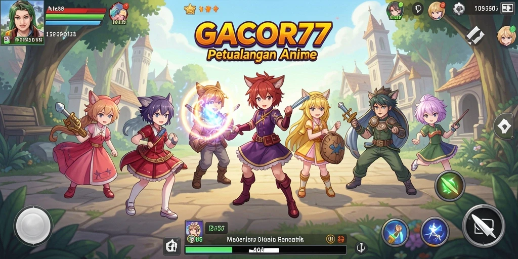 Screenshot utama GACOR77 menampilkan karakter Anime dalam aksi yang menegangkan.