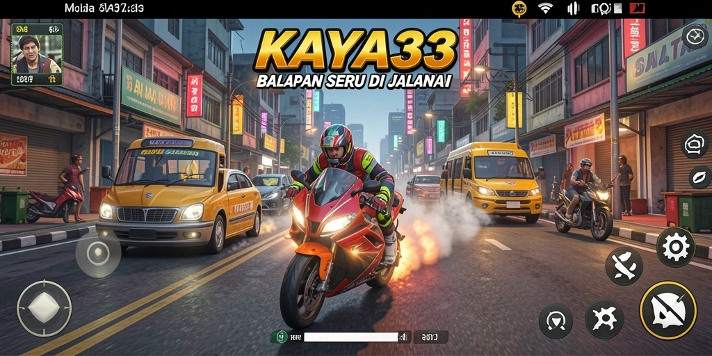 Screenshot gameplay KAYA33 menampilkan aksi balapan yang mendebarkan.