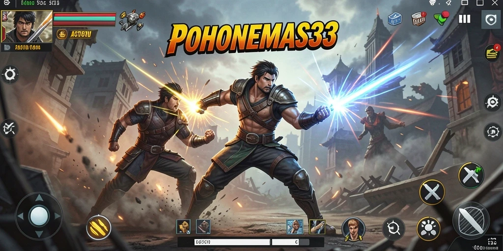 Tampilan gameplay seru dari POHONEMAS33 dengan aksi bertarung yang intens.